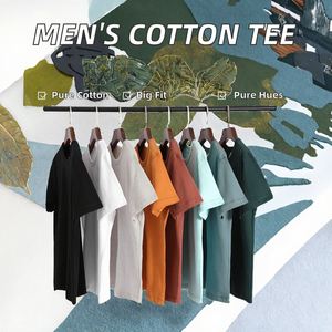 Camisetas de Alta Calidad 100% Algodón, Casuales, de Punto, con Patrón Sólido, Extra Grandes, Ecológicas, de Secado Rápido para Hombre, Negras, Holgadas, 240 Gramos - Product Image 2