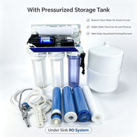 Système de filtration d'eau RO sous évier, purificateur à osmose inverse 5 étapes avec pompe et réservoir, garantie 1 an, usage domestique et cuisine