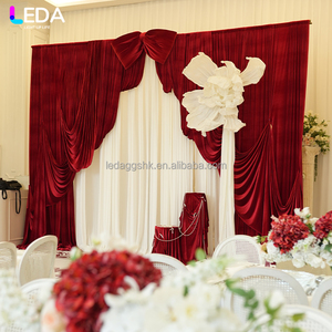 LEDA ของตกแต่งงานเลี้ยงวันเกิดสุดหรู ผ้าม่านสีแดงฉากหลังหลายชั้น ผ้าตกแต่งพื้นหลังลายตกปลา สำหรับงานแต่งงาน - Product Image 3