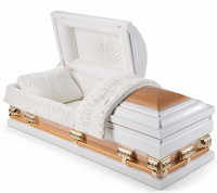 Cercueil en métal blanc de style américain, calibre 20, pour usage funéraire commémoratif d'adultes