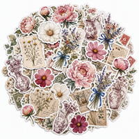 100pcs Stiker Vinyl Botani Vintage Cottagecore Paket Stiker Tahan Air Watercolor Die Cut untuk Scrapbook Jurnal Laptop