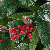 Sapin de Noël pré-éclairé hybride en PVC de qualité supérieure 1,5-2,4 m (180 cm) avec fruits rouges et cônes de pin, décoration intérieure/extérieure, certifié SGS