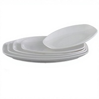 Assiette ovale en mélamine incassable de 9 pouces, couleur blanc pur, assiette en plastique poli pour restaurant, assiettes de service
