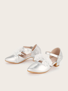 <span class=keywords><strong>Sandali</strong></span> <span class=keywords><strong>da</strong></span> Principessa <span class=keywords><strong>Argento</strong></span> Floreali con Tacco Alto per Bambine 2026 Estivi con Cinturino alla Caviglia Scavato per Feste e Matrimoni - Product Image 6