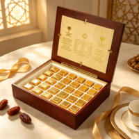 Boîte cadeau rectangulaire en néoprène lisse, faite à la main, gravée au laser avec le logo de la sabre de palme d'Arabie Saoudite, emballage pour chocolat, laque brillante