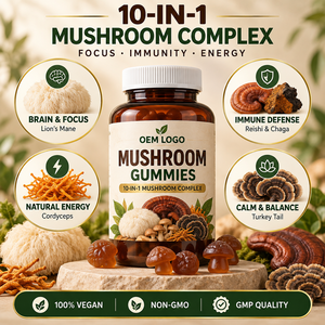 Gummies aux champignons 10-en-1 Clean Label : Complément Herbal Apaisant pour le Stress et le Sommeil, Sachet pour Adultes, ODM Marque Privée - Product Image 4