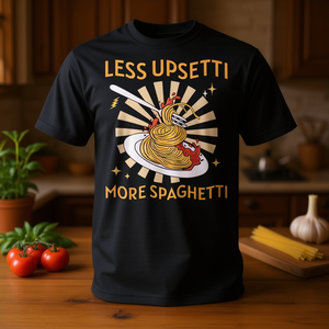 T-Shirt Promozionale con Pasta Italiana per Ragazze e Ragazzi: Meno Stress, Più Spaghetti - Product Image 3