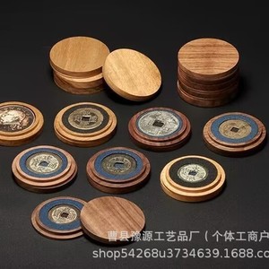 กล่องใส่เหรียญไม้กัมมี่และไม้วอลนัททรงกลม สำหรับเก็บเหรียญเงิน เหรียญทองแดง ใช้ในบ้าน หรือเป็นของขวัญ - Product Image 1