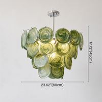 Lustre moderne en verre de Murano, style luxe américain, 4 ou 5 couches, en verre vert, suspension LED pour chambre et salon