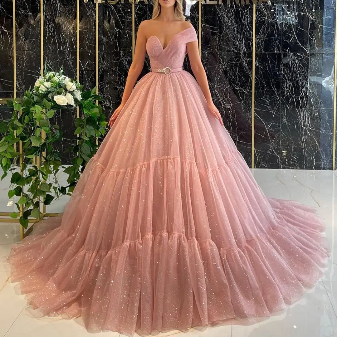 2022 fashion new design pizzo rosa off the shoulder ball gown abito da sposa a sirena per donna