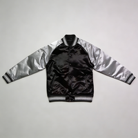 Blouson de basket universitaire personnalisé avec logo, style décontracté, en satin, coupe bomber pour homme, design color block, grande taille, fin et imperméable au vent
