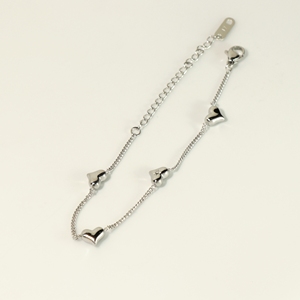 Minimalist Quad Puffed Heart <b>Bracelet</b> with Octagram <b>Crystal</b>, Vefiery Waterproof Stainless Steel Adjustable Ladies <b>Bracelet</b> Gift - Product Image 1