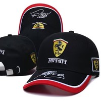 Casquettes de baseball 6 panneaux unisexes F1 Ferrari Team, sportives, 100% coton, ajustables et respirantes