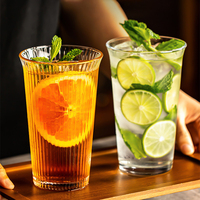 Verre à boire moderne et unique à rayures verticales pour Mojito, cocktail, jus, café glacé, soda, eau et bière