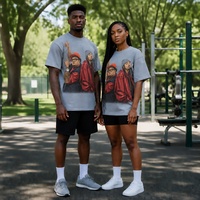 T-shirt à manches courtes pour homme, imprimé graphique coloré avec écouteurs, style streetwear décontracté, tee-shirt musical surdimensionné