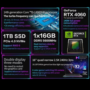 ราคาโรงงาน โน้ตบุ๊คเกมมิ่ง Rog Gun God 8 รุ่นใหม่ พร้อมการ์ดจอ Rtx 4060 แรม Ddr5 หน้าจอ 2560*1600 ขนาด 16 นิ้ว ความละเอียด 2.5k - Product Image 2