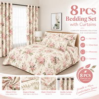 Vente en gros usine : Ensemble de draps en microfibre 8 pièces, doux, à poches profondes, avec rideaux, pour lits Queen et King Size