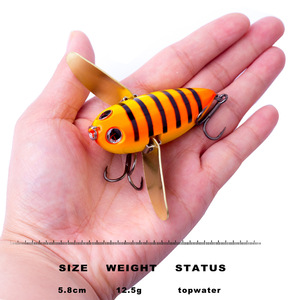 เหยื่อปลอมแบบผิวน้ำ ขนาด 5.8 ซม. น้ำหนัก 12.5 กรัม รูปทรงผึ้ง พร้อมตัวเบ็ดสามทาง ใบพัดโลหะ ปีกแบบสปูน - Product Image 2