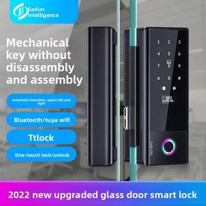 <span class=keywords><strong>Serrure</strong></span> de porte en verre haute sécurité à reconnaissance de veine palmaire et d'empreinte digitale avec clé mécanique, <span class=keywords><strong>serrure</strong></span> de porte intelligente électronique automatique pour double vitrage - Product Image 5