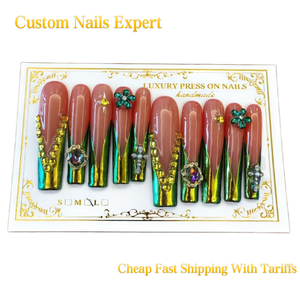 Ensemble de <span class=keywords><strong>faux</strong></span> ongles en gel souple réutilisables, 10 pièces, faits à la main, en acrylique, de luxe, à coller, de haute qualité - Product Image 1
