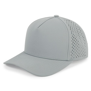 Casquette de baseball haut de gamme personnalisée à 5 panneaux avec logo brodé en caoutchouc, imperméable, découpée au laser et perforée - Product Image 5