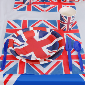 Queen Elizabeth Platinum Jubilee Union Jack Pennant Banner Disposable Queen Jubilee Party Tableware Set <strong>Table</strong> Decorations for - Product Image 3