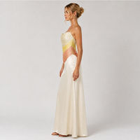 Robe de soirée sexy sans bretelles pour femme, à franges dégradées, en satin lisse et brillant, pour banquet, fête, occasion formelle, Vestido