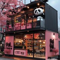 Conteneur d'expédition préfabriqué de 20 pieds, structure en acier, café ou restaurant éphémère pour utilisation en extérieur, matériau en panneaux sandwich