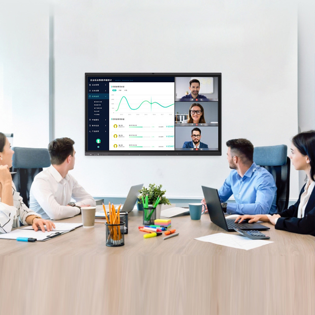 86 Inch 4K Interactive Flat Panel Display with 40-Point Touch 48MP Camera for Business Meeting Room and Collaboration