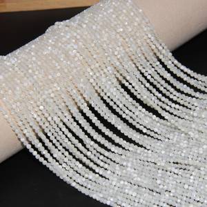 Perles rondes facettées en nacre véritable de 15,3 pouces, 2 mm 3 mm, perles en nacre en vrac pour la fabrication de bijoux, vente en gros - Product Image 2