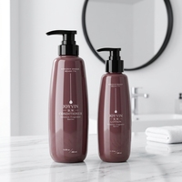 Bouteilles cylindriques en PETG ambré avec pompe pulvérisatrice pour shampoing et lotion, personnalisables OEM/ODM, faible MOQ, bouteilles roses pour après-shampoing