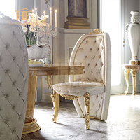 Table à manger ronde de luxe sculptée en bois d'or 24K du maître italien pour 8 personnes pour restaurants de style royal cuisines meubles de restaurant