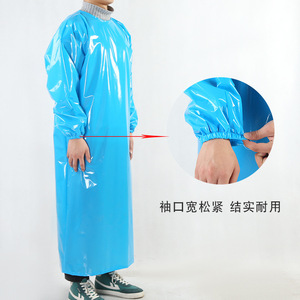 Manteau imperméable en Tpu résistant à l'huile, tablier à manches longues pour adulte, pour la cuisine, combinaison de travail, bleu, blanc, rose, couleur unie - Product Image 4