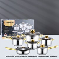 Set Peralatan Masak Stainless Steel 6 Buah Anti Lengket, Termasuk Wajan, Panci Susu, Panci Sup, Tutup Kaca, dan Cocok untuk Semua Jenis Kompor