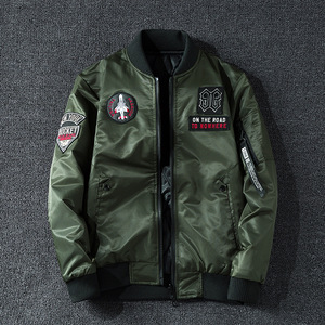 Chaqueta Bomber de Primavera para Hombre, con Bordado y Estampado, Reversible de Doble Cara, Talla Grande, Cortavientos MA-1 - Product Image 3