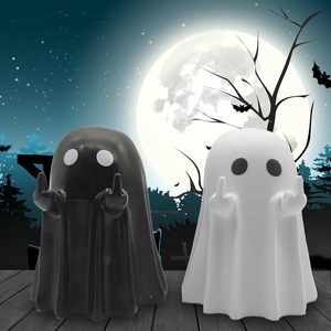 YOKUSHI Figurine de fantôme 2 pièces en résine noire et blanche, décoration d'Halloween pour intérieur, bureau, maison, salle de bain - Product Image 4