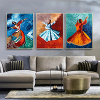 Peinture à l'huile sur toile abstraite représentant une danseuse, tableau sur toile pour la décoration de la chambre des enfants, salle de jeux