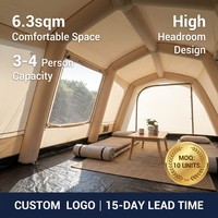 Tente gonflable professionnelle de 6,3 m², structure à poteaux pneumatiques durable, installation rapide, tente de camping familiale pour les grossistes professionnels