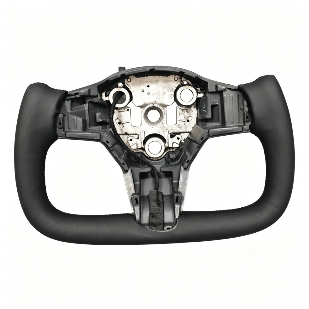 Car Universal Leather Yoke Heated Volant Lenkrad Steering Wheel Frame (Tesla Fitment), photo 4