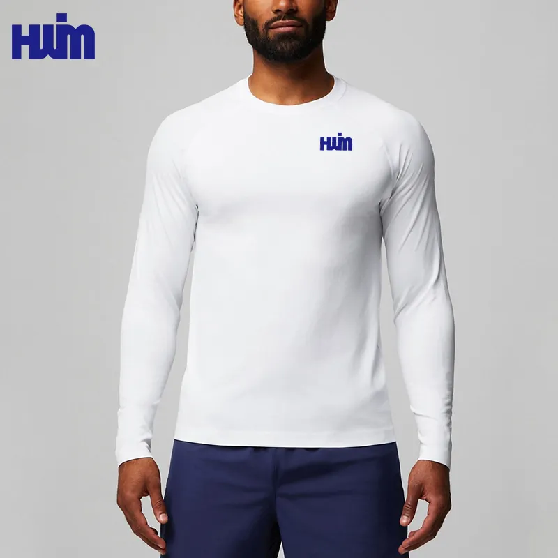 Conception sans couture athlétique respirant t-shirt hommes à séchage rapide compression couche de base haut hommes entraînement athlétique gymnastique chemise à manches longues