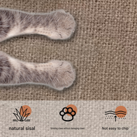Tapis à gratter pour chat en sisal naturel, écologique et sûr, en forme de tête de chat ou de poisson, avec jouet suspendu et boule, à fixer au mur pour chaton
