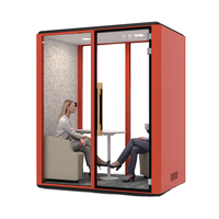 Cabine insonorisée ronde moderne en alliage d'aluminium avec éclairage LED pour villa, bureau, immeuble, bureau à domicile - Conception autonome