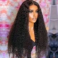 Cheveux humains bouclés vierges naturels brésiliens pour perruques Lace Front avec dentelle transparente sans colle et baby hair – Longueur longue