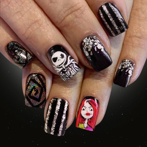<span class=keywords><strong>Uñas</strong></span> postizas de Halloween <span class=keywords><strong>con</strong></span> diseño de bruja en colores pastel, suministro a granel, cortas, cuadradas, <span class=keywords><strong>rosa</strong></span> pálido, <span class=keywords><strong>con</strong></span> purpurina negra, diseño de gatito, murciélago y mecánico - Product Image 4
