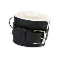 Sangle de cheville en cuir véritable marron doublée polaire douce avec boucle réglable et anneau en D métallique pour machine de musculation et fitness