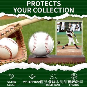 Base de exhibición de madera para béisbol transfronteriza, base redonda para pelotas de béisbol/ping-pong, cubo de madera para una sola pelota, para pelotas de béisbol autografiadas - Product Image 3