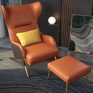 Luxury Home Furniture Modern Lounge <strong>Arm</strong> <strong>Chair</strong> with Stool Metal Leg Leisure <strong>Single</strong> Living Room <strong>Chairs</strong> Set - Product Image 5