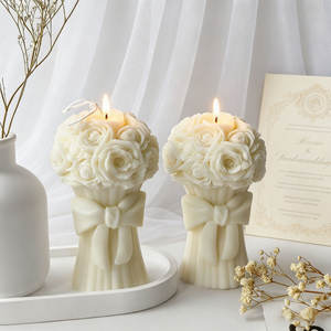 Vela aromática de cera de soja con forma de novia, diseño estético de ramo de novia LANJO, vela decorativa artística. - Product Image 5