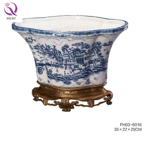 Personnalisé faible QUANTITÉ MINIMALE DE COMMANDE de luxe haut de gamme bleu et blanc porcelaine main-peint or généraux autel et vases pour d'autres décor à <span class=keywords><strong>la</strong></span> maison - Product Image 5