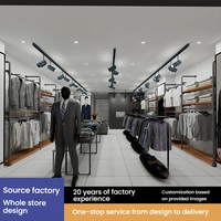 Présentoir de vêtements sur mesure pour toute la boutique, étagère métallique autoportante pour vêtements, présentoir pour vêtements masculins pour magasin de détail